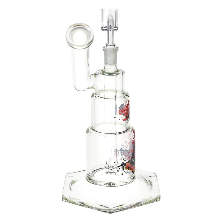 Front view of the 10-inch Valiant GNR Cannon Dab Rig, showcasing its clear glass construction and unique cannon-style design.