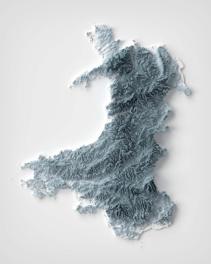 Wales Topographic 3D Relief Map