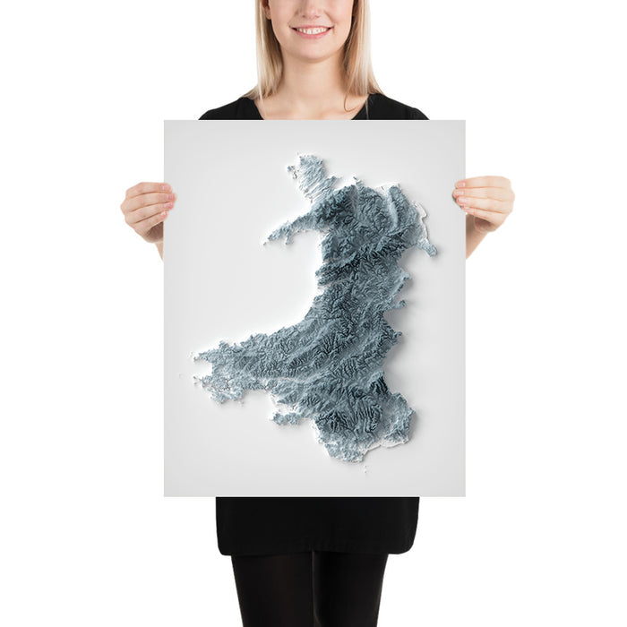 Wales Topographic 3D Relief Map