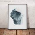 A framed image of a 3D style topographic relief map ofWisconsin
